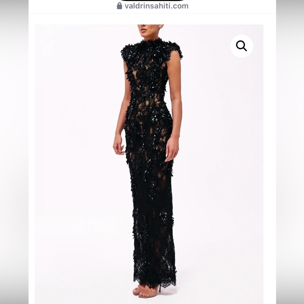 Valdrin Sahiti Black Embellished Evening Gown (Prom, Birthday, Special Event)